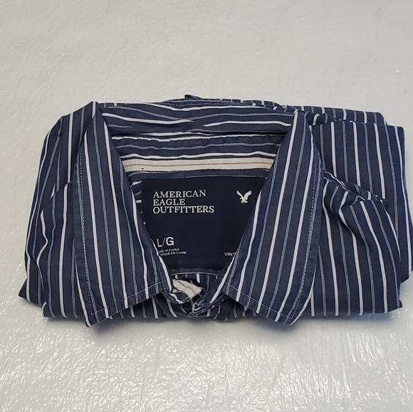 American Eagle, Large, Blue Pinstripe Long Sleeve - Picture 9 of 9